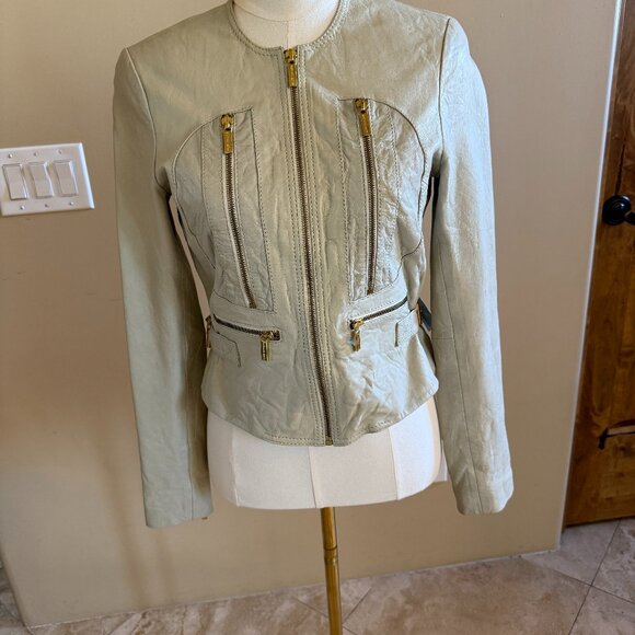 MICHAEL Michael Kors Ivory Leather Jacket, size S - Picture 1 of 4